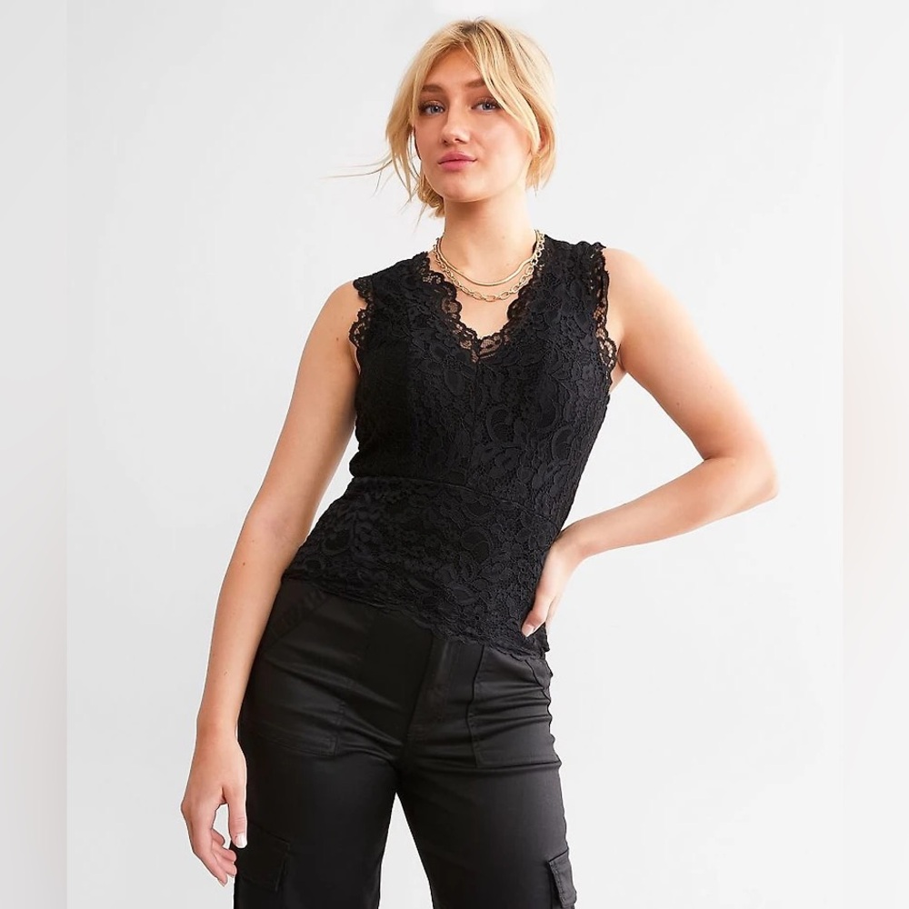 DAYTRIP Black Lace Layering Tank Top